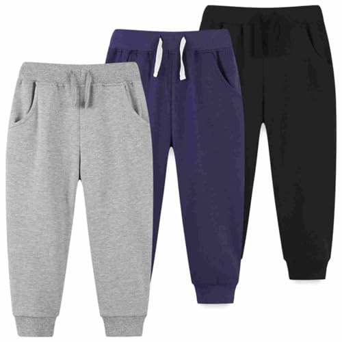 Boys Cotton Sweatpants Drawstring Jogger Pants Kids Girls Active Joggers Pull On Trousers Athletic Casual Basic Bottoms4