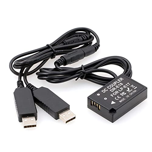 Evita apagones en Canon con el adaptador USB doble LP-E17 y acoplador de CC DR-E18 de 5V