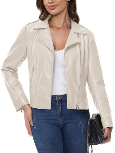 MAGCOMSEN Women's Leather Casual Jacket Lightweight Faux Leather Fall Spring Biker Vintage Jackets2