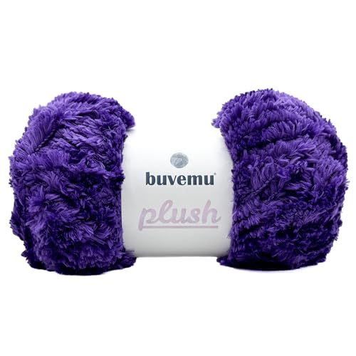 Image of Plush Faux Fur Bulky Yarn, Super Soft Fluffy Fuzzy for Knitting Crocheting Crafting, 100 Gram (3.53 Ounces) 109 Yards (100 Meters) (Violet)