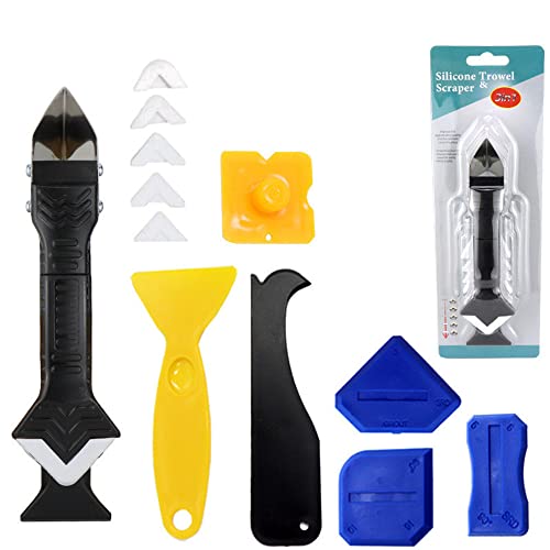 13 piezas de kit de silicona, herramienta de sellador 5 en 1, masilla selladora de ventana de cocina y baño, kit de herramientas de lechada Double Elite white Suit Cover