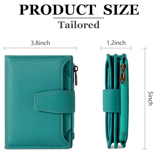 Image of Airkit Small Wallet Women RFID Blocking Leather Bifold Compact Card Holder Wallet for Women with Zipper Coin Pocket 4 ID Window