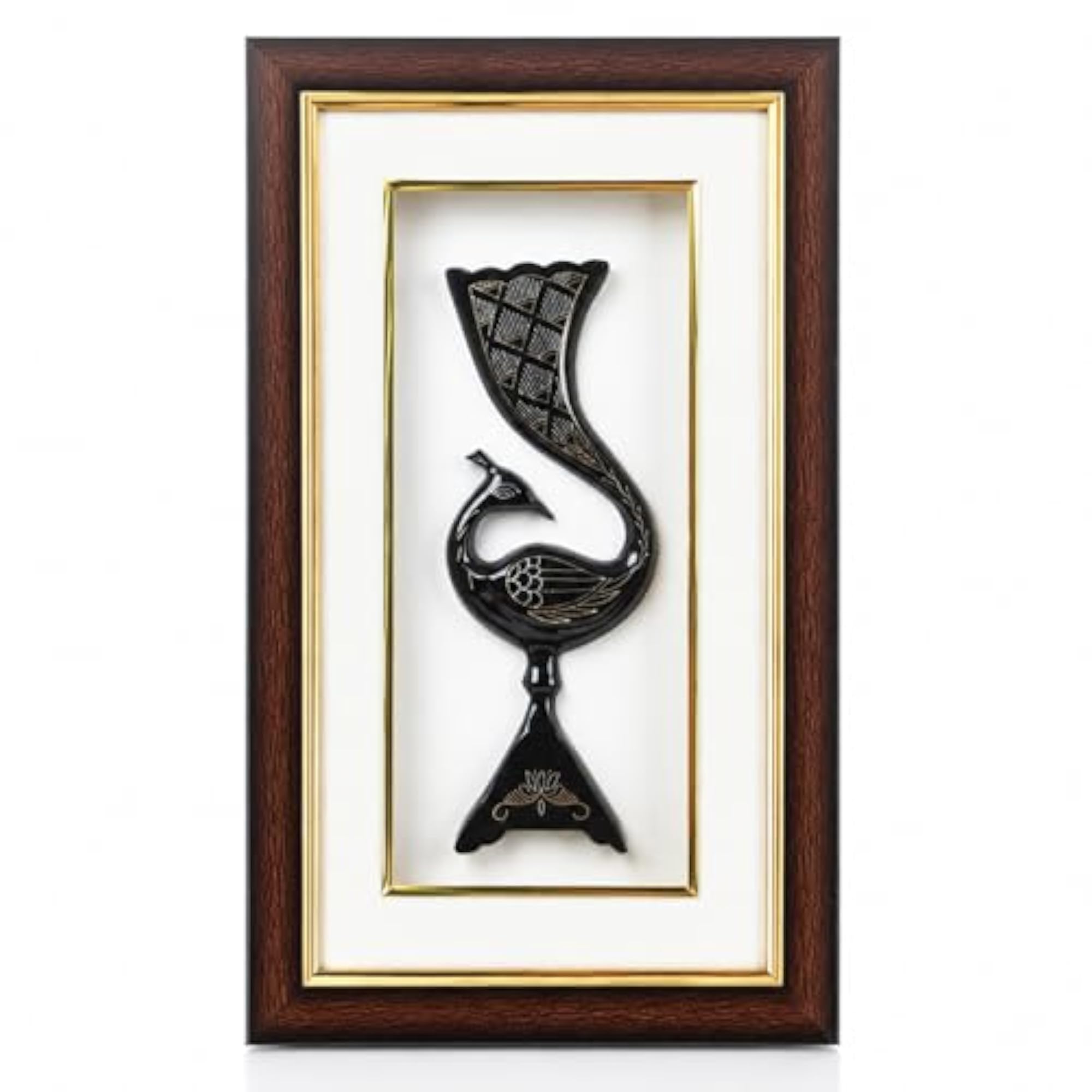 Handmade Bidri Art Peacock Wall Hanging and Table Top Decor Frame