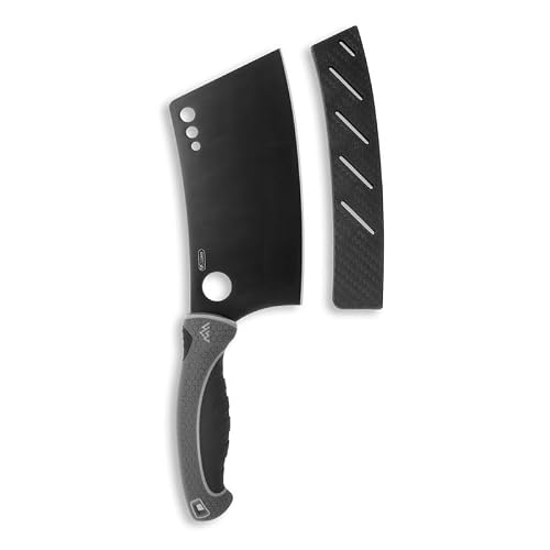 OUTDOOR EDGE ErgoMax Cleaver - Razor Sharp Meat Cleaver and Vegetable Kitchen Knife, Premium Titanium-Coated Steel Blades, Multipurpose Chef Knife for Home and Kitchen with Ergonomic Handle