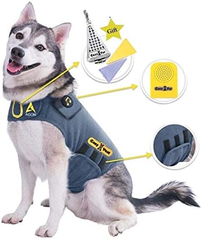 Cozy Vest 3-in-1 Dog Anxiety Vest Music & Aromatherapy Coat Relaxing Sound & Essential Oil Scent Canine Stress Relief Fireworks Thunder Separation Shirt Jacket Thunderstorm (Gray, M [26-40 Lbs])