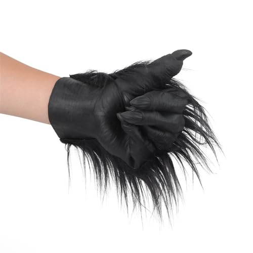 Guantes de látex negro de mono OhMill Gorilla para disfraz de pata de animal 5