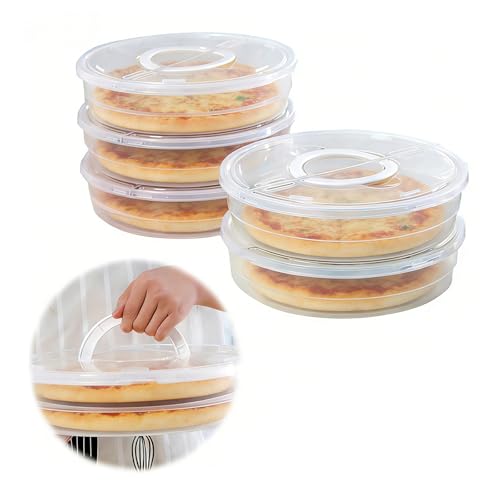 Boîte de rangement alimentaire réutilisable de 30,5 cm avec couvercle et poignée, boîte de rangement à 2 compartiments pour tranches de pizza, tranches de pizza, restes de pizza pour gâteau