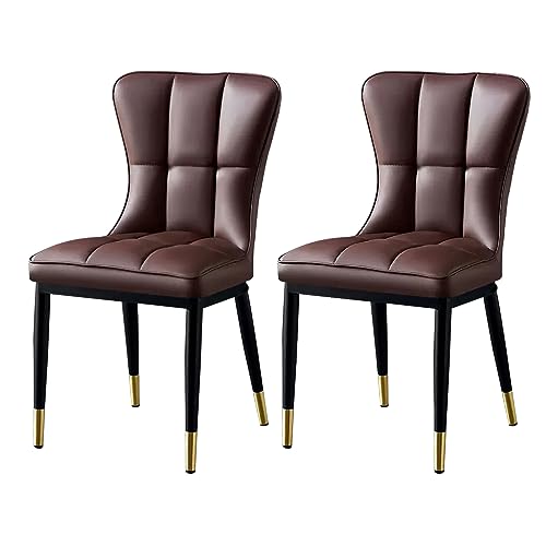 Chaise salle à manger haut dossier en simili cuir texturé et métal brossé lot de 2