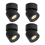 Aisilan 4 Packs LED Dimmable Adjustable Ceiling Spotlight 7W 3000K Aluminum Wired Spotlight Fixtures CRI 97 Surface Mounted Indoor Spot Light for Living Room Hallway Picture Corridor (Black)