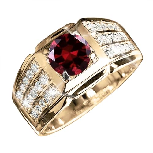 1CT Gemstone Men Ring with 0.5 cttw Real Diamond for Men in 10K 14K 18K Solid Gold Promise Rings (I2-I3 Clarity)