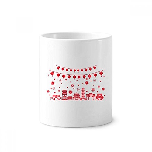 Porte-Stylo Céramique Lanterne Rouge et Tasse Cadeau 350 ml