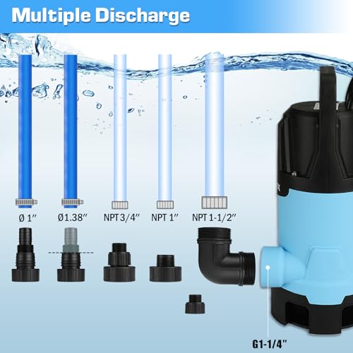 KITLUCK Submersible Water Pump, 1-1/4HP 4500GPH High Flow Sump Pump with Float Switch, 23ft Power Cord, Portable Utility Water Pump for Swimming Pool, Garden Pond, Flood Basement, Tub Water Removal by KITLUCK - Used condition - Image 4