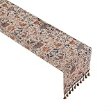 Jacquard-Tisch mit zarten Blumen- und Vogel-Details, Polyester-Baumwoll-Mischgewebe (33 x 220 cm)