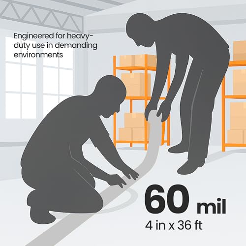 Image of DuraMark EC700 Floor Marking Tape for Concrete and Pavement | Industrial Marking Tape for Warehouses | Long-Lasting | High Durability, White, 4 Inches by 36 Feet