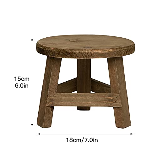 BELUAPI Wood Grain Plant Stand Flower Pot Holder,6in Decorative Round Wood Pedestal Stool Plant Pot Riser,Bonsai Rack for Indoor Outdoor Home Patio Decoration - Image 2
