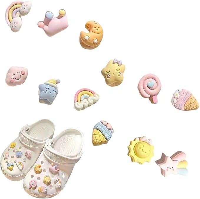 12 Piezas Adornos para Zapatos Shoe Charms PVC Divertida Pins para Crocs Rápidos de Poner y Quitar para Regalos de Niños Fiesta Cumpleaños