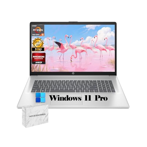 Image of HP 17.3-inch Laptop, 1920 * 1080 FHD Display, Windows 11 Pro, AMD Ryzen 5 7430U, Students and Business, 16GB Memory, 512GB SSD, Webcam, Wi-Fi, Bluetooth, w /Accessories