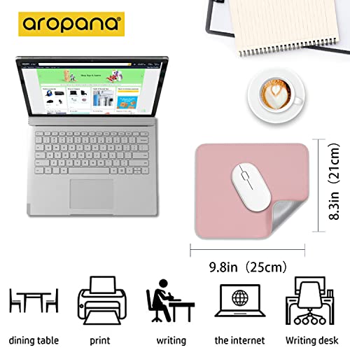 Image of Combo Pack - Aropana Vegan Leather Desk Mat Big with Mouse Pad Small, Reversible & Waterproof Edge-Stitched Upgraded (Pink /Silver 1*Big 31.5 inch x 15.7 inch inches, 1*Small 9.8 x 8.3 inches)