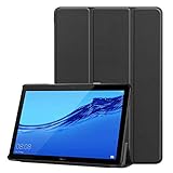 xindayi Huawei MediaPad T5 10 Case - Ultra Slim Tri-Fold Leather Smart-Shell Stand Cover for Huawei MediaPad T5 10.0 Inch (Black)