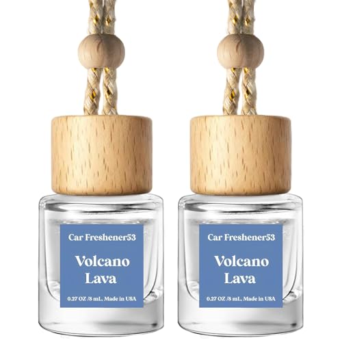 Image of C Classy Hanging Car Air Freshener 2 Pack, Voleano Lava Essential Oil Diffuser, Long-Lasting Fragrance, Cute Glass Bottle Car Accessories for Women & Men, Made in USA