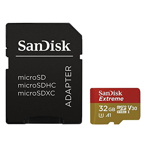 Carte Mémoire microSDHC SanDisk Extreme 32 Go + Adaptateur SD jusqu'à 100 Mo/s, Classe 10, U3, V30, A1, FFP