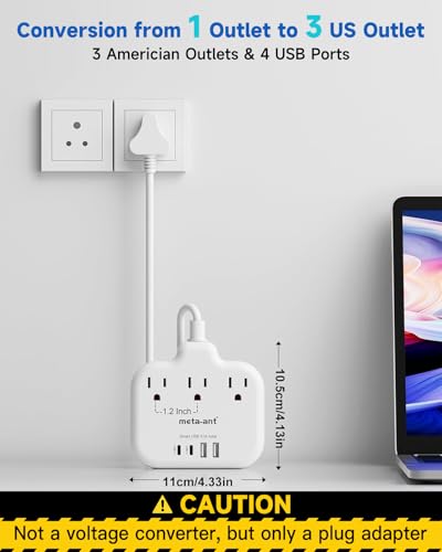 Image of South Africa Plug Adapter, Type M Adapter for South Africa with 3 AC Outlets & 4 USB Ports(2 USB C 4.2A), 3FT Extension Cord, Africa Travel Essentials for USA to South Africa Namibia Nepal Malaysi