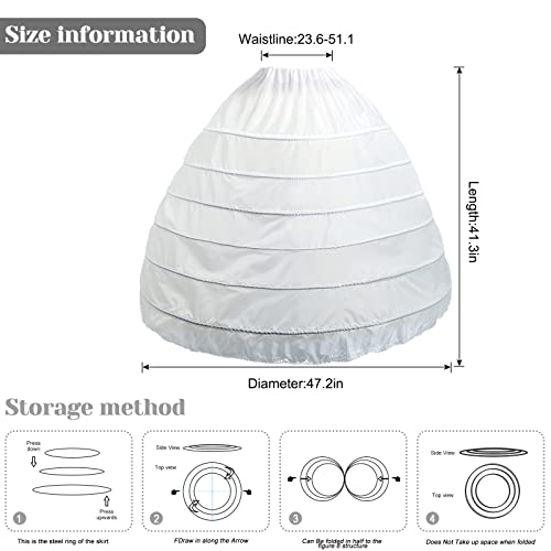 Petticoat Skirt for Women Under Dress Crinoline 6 Hoop Skirt Floor Length Petticoat Skirt for Girls4