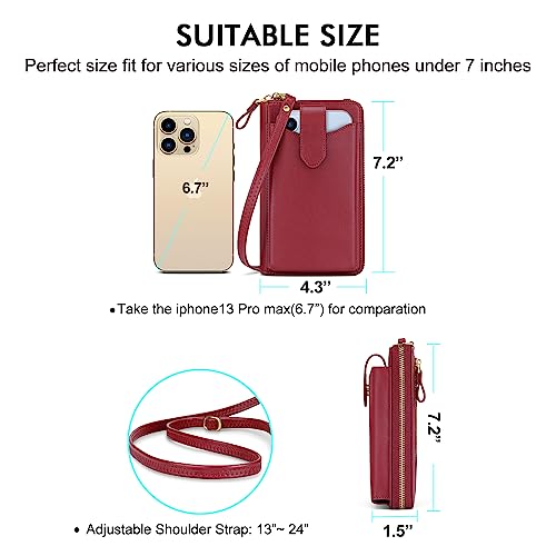 Image of Peacocktion RFID Crossbody Wallet Purse for Women Small Travel Cell Phone Purses Trendy Vegan Leather Bags with Card Slots