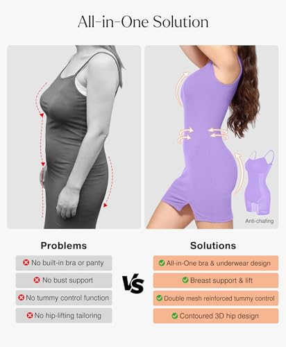 Image of Popilush Cocktail Dresses for Women Built in Shapewear Bra 8 in 1 Square Neck Mini Slit Party Summer Dress