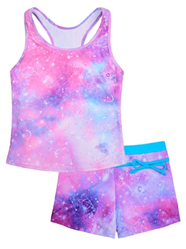 Image of Uhnice Girls Swimsuit Two Piece Tankini Swimwear with Boyshort
