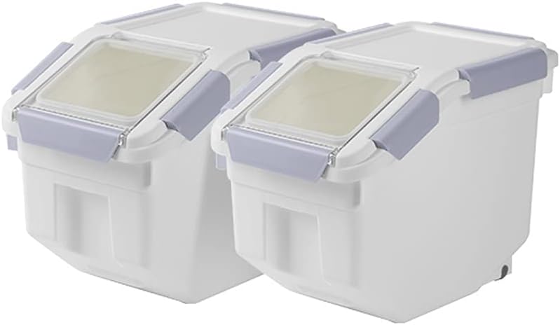 Storage Jars Grain Rice Storage Bin Food Containers Set of 2/3 Plastic Cereal Pet Food Storage Container with Wheels Seal Locking Lid (5kg) Storage Canisters (Color : 3pcs) (2pcs)