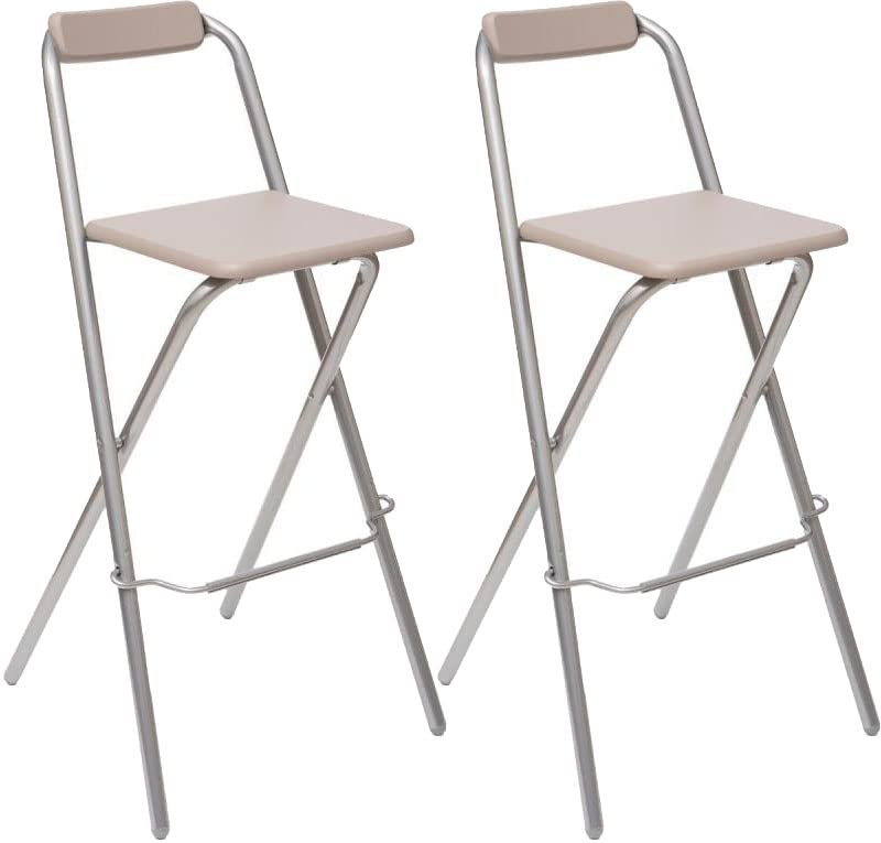 UNIVERSDECOR Lot de 2 tabourets Bar déco Pliable Louna Atmosphera (Taupe)
