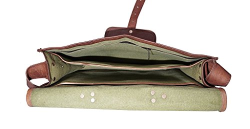 Image of pranjals house Leather Bag Genuine 18 Inch Front Pocket Laptop Briefcase Satchel Messenger Bag for Men