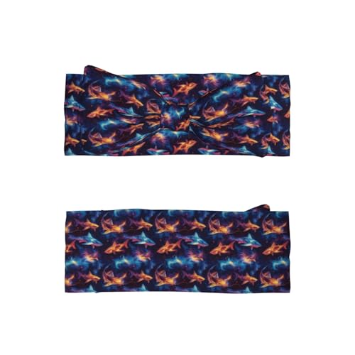 Fantasy Shark Print Baby Girl Bows Headbands Baby Girls Newborn Headbands Infant Toddlers 0-6 Months2