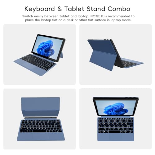 Image of 2-in-1 Laptop /Tablet (2026), Windows 11 PC with Magnetic Keyboard, 1-Year Office 365, 10.1 inch FHD IPS Touchscreen, 8GB RAM 256GB SSD, 6500Y Processor, USB-C, 2 Stereo Speakers for Home Office Students