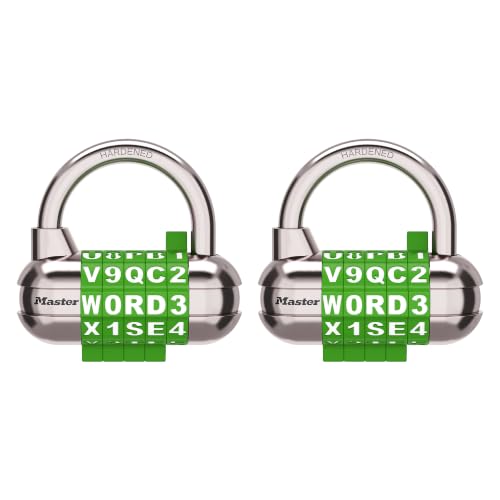 Image of Master Lock Locker Lock, Set Your Own Word Combination Padlock, Green, 2 Pack, 1534GRNEC2