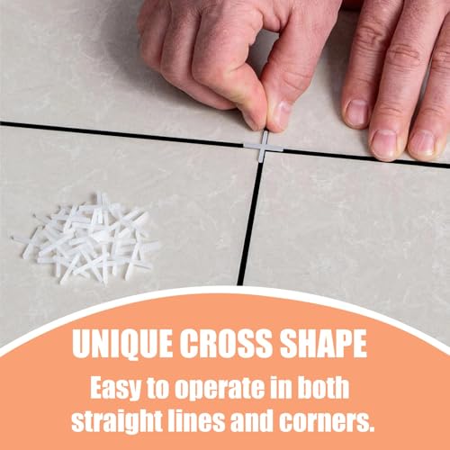 Fugenkreuze 3 mm mit Fugenentfernungshaken, 600 Stück kreuzförmige Fliesenkreuze, Kunststoff-Abstandhalter für präzise Fliesenverlegung an Wand und Boden, Weiß