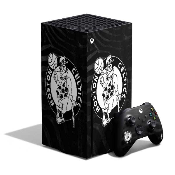 Skinit Decal Gaming Skin Compatible with Xbox Series X Bundle - Officially Licensed NBA Boston Celtics Black Animal Print Design