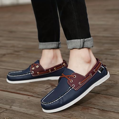 Men's Loafers, Casual Lace-up Shoes Suitable for All Seasons, Large Size Round Toe Design, Rubber Sole, PU Outsole, Retro Style, Suitable for Daily Wear, Business and Office Settings.4