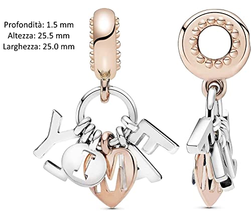 Abalorio de plata de ley 925 con colgante de corazón grabado para personalizar pulseras elegantes 7