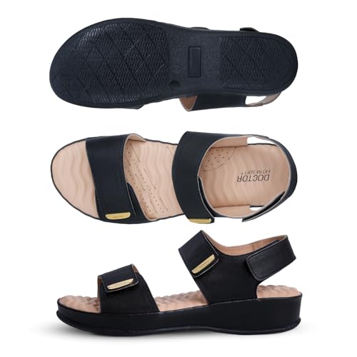 Image of DOCTOR EXTRA SOFT Women's Comfort Sandals with Memory Foam Cushion & TPR Outsole|Stylish & Lightweight Casual & Non-Slip Diabetic | Orthopedic Flip Flops /Slippers Adjustable Strap Ladies & Girls D-619