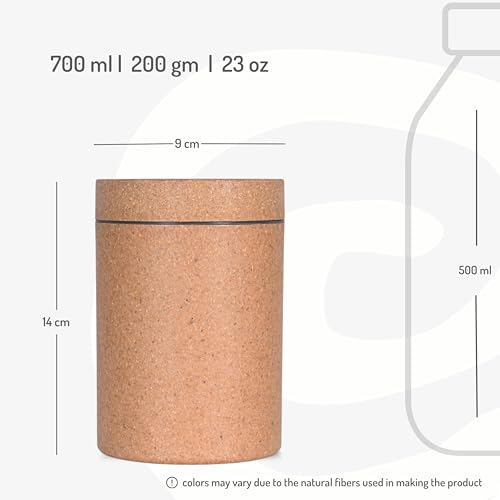 Image of Eha Earth Friendly Canister with Air Tight Lid | Food Storage Container Jars Set of 3 | Microwave Safe | Made with Rice Husk and Bamboo Fibers | 700ml | Multicolor