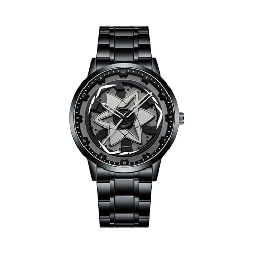 Image of Branded Men's Sport Quartz Watch Ninja Wheel Dial 360 Rotating Casual Fashion Stainless Steel Alloy Mens & Boy's Luxury Metal Gift Creative Watch