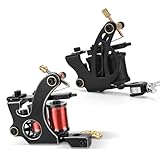 ATOMUS Kit de machine à tatouer en bobine, 10 ombres enveloppantes et 8 revêtements enveloppants avec cadre en alliage de zinc pour le travail de tatouage de précision (multicolore)