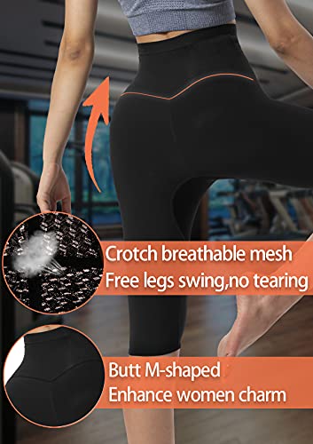 Qzsh Sauna Pants Women Sweat Capris Slimming Leggings,Mesh Crotch,High Waist Workout Body Shaper Suits(Tbh70031-01-L) #TOP2