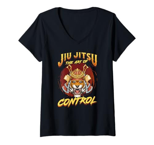 Mujer BJJ The Art Of Control - Grappling Jiu Jitsu Samurai Tiger Camiseta Cuello V