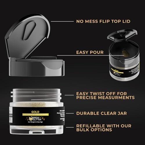 Brew Glitter Gold Edible Drink Glitter 1x 4g Jar for Cocktails, Beer, & Beverages