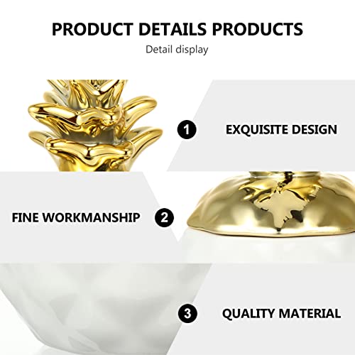 Boîte ananas céramique blanche pour ranger les bijoux perdus sur le bureau - 4