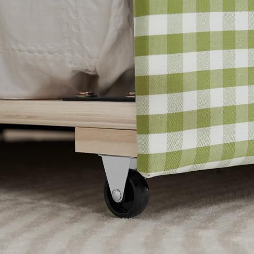 Image of KEIKI Twin Size Upholstery Daybed with Trundle and USB, Twin to King Design Adorable Wave Shaped Extendable Linen Sofa Bed, Easy Assembly, No Box Spring Required, for Living Room and Bedroom, Green