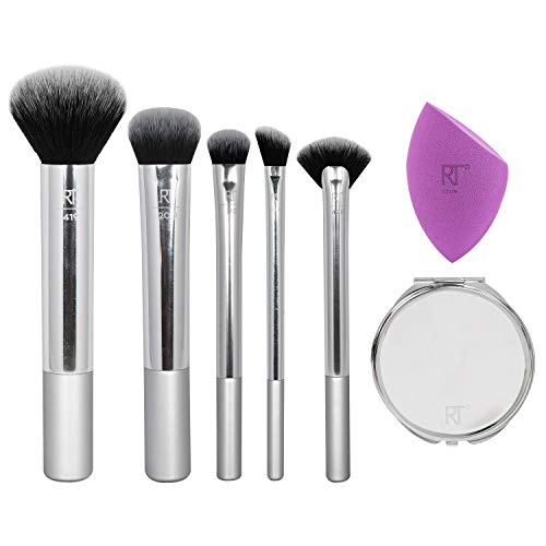 Real Techniques Makeup Brush Gift Set, With Miracle Complexion Blender Beauty Sponge and Compact Hand Mirror, Holiday Stocking Stuffer